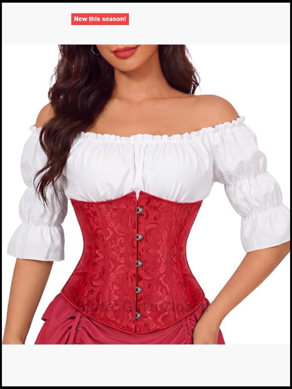 Underbust Corset Top Lace-Up Renaissance Pirate Costume Bustier